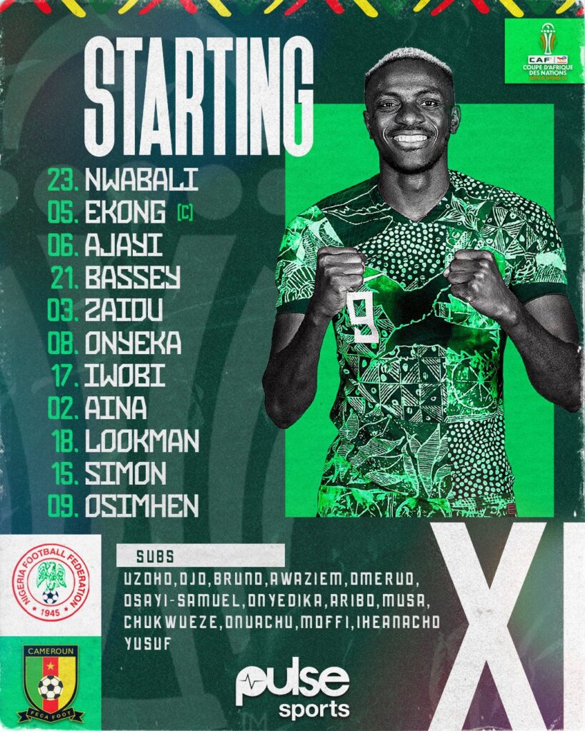 AFCON 2023: Onana on the bench, line-ups for Nigeria - Cameroon (Official)