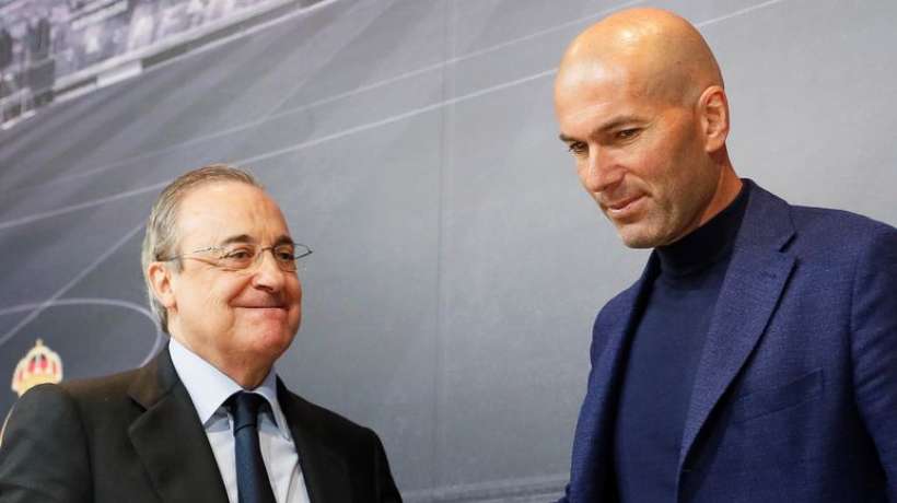 zinedine zidane et florentino perez lors de la conference de presse de depart du francais 249676