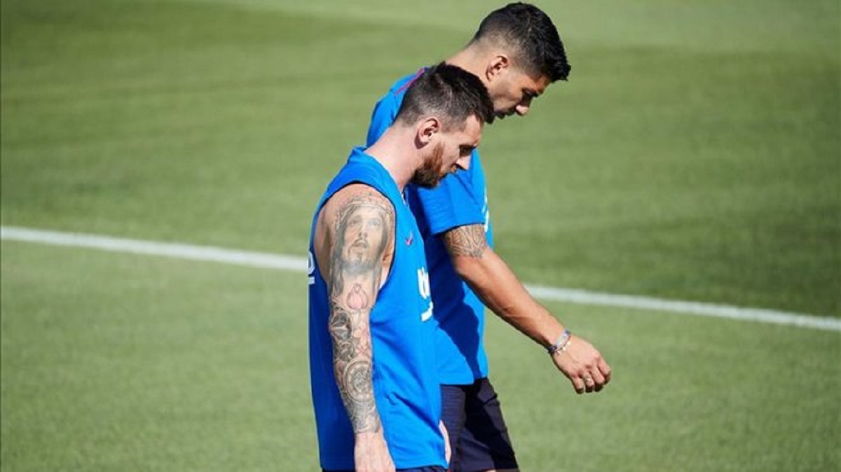 messi entrenamiento junto suarez 1568150361778