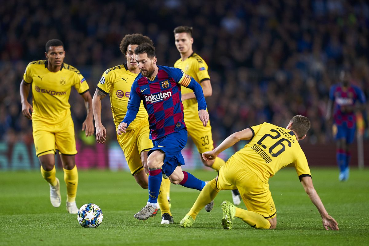 Lionel Messi, un joueur du Borussia Dortmund n’en croit pas ses yeux