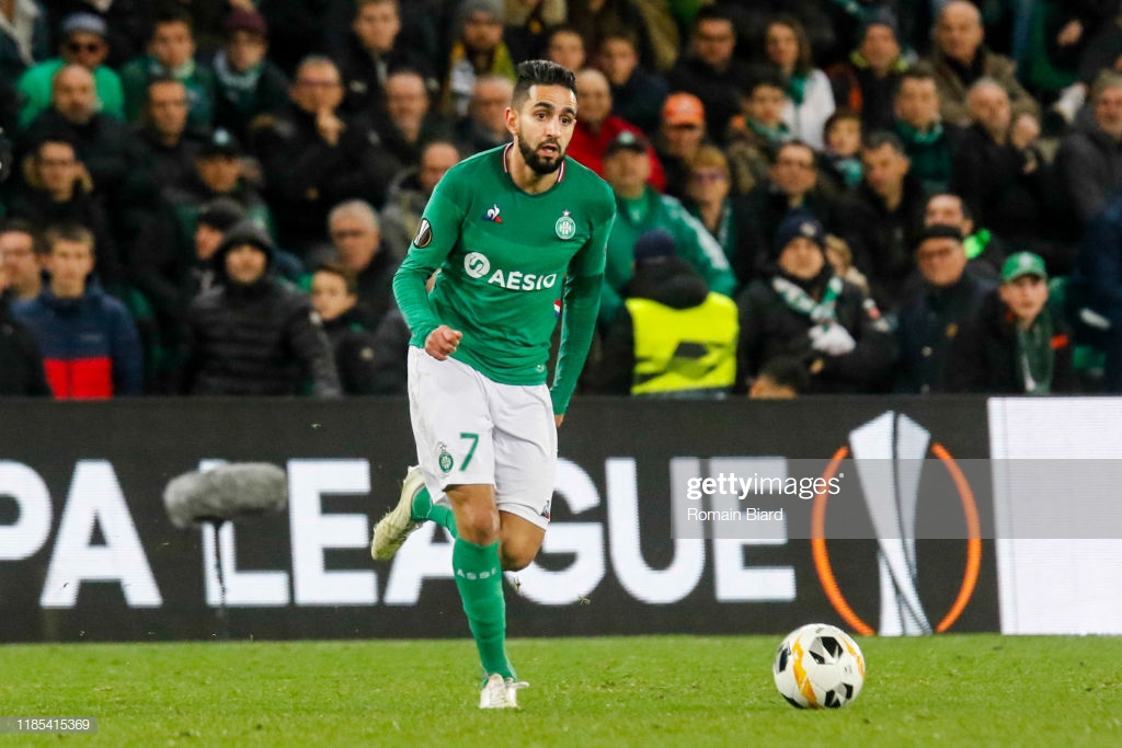 ryad boudebouz of saint etienne during the europa legaue match and picture id1185415369