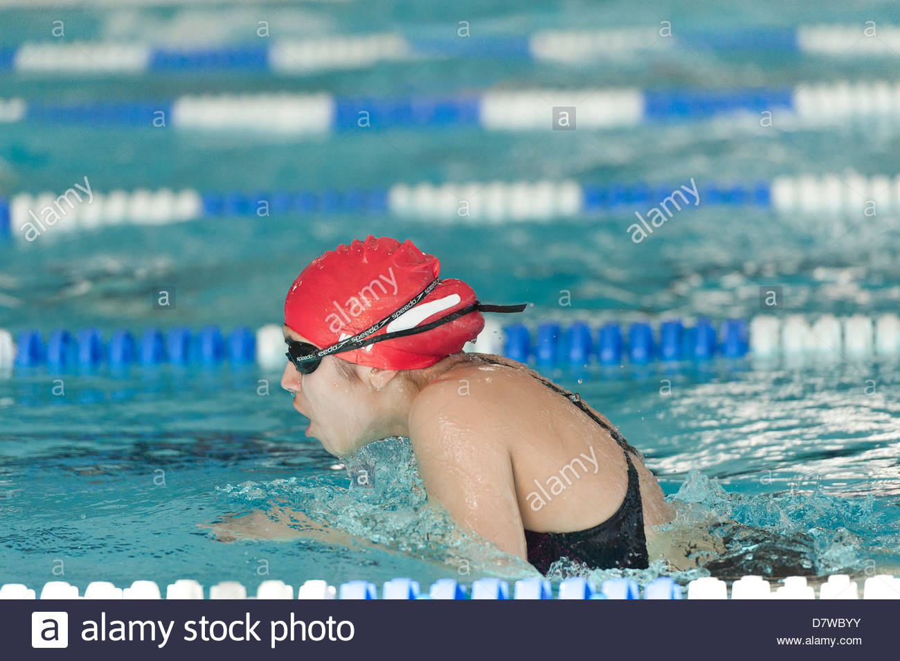 course de natation piscine de competition nationale brasse avec film de l eau de piscine bord arriere du bras vertical d7wbyy