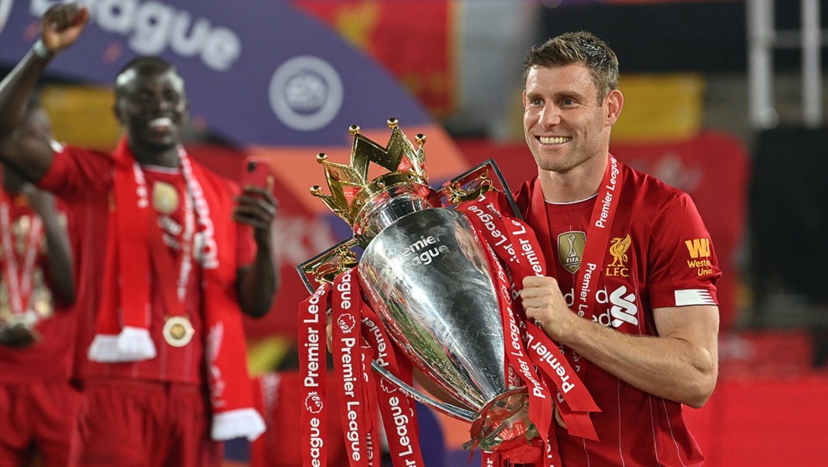 James Milner Liverpool Premier League trophy 1