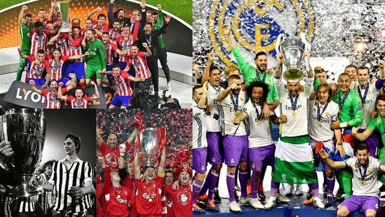 montaje de liverpool atletico de madrid ajax y real madrid celebrando un titulo europeo besoccer