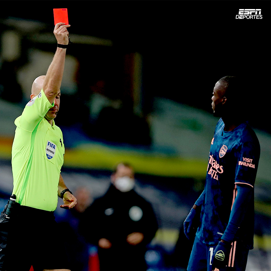 Expulsé contre Leeds, Nicolas Pépé reçoit le premier carton rouge de sa carrière