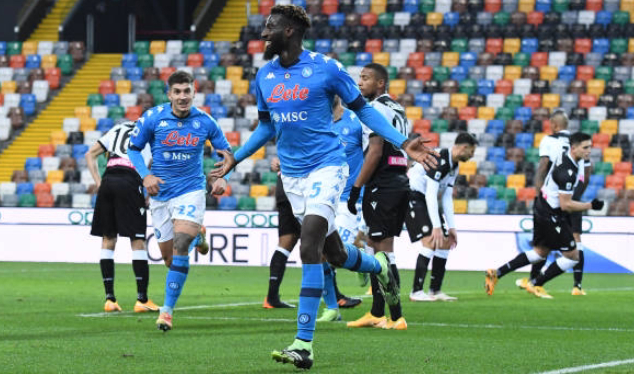 Série A: Naples et Bakayoko s’imposent sur le fil face à l’Udinese