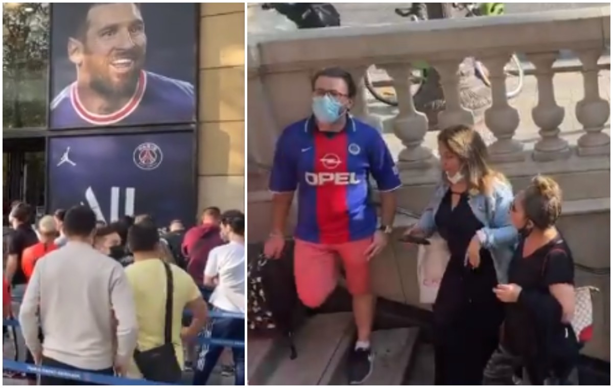 Des files d’attente pour les maillots du PSG de Lionel Messi s’étendent jusqu’à la station de métro