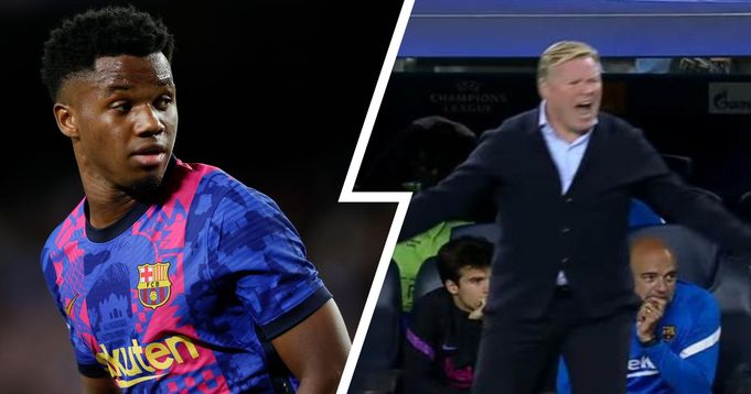 Réaction de Koeman après l’incroyable raté d’Ansu Fati contre Dynamo Kiev