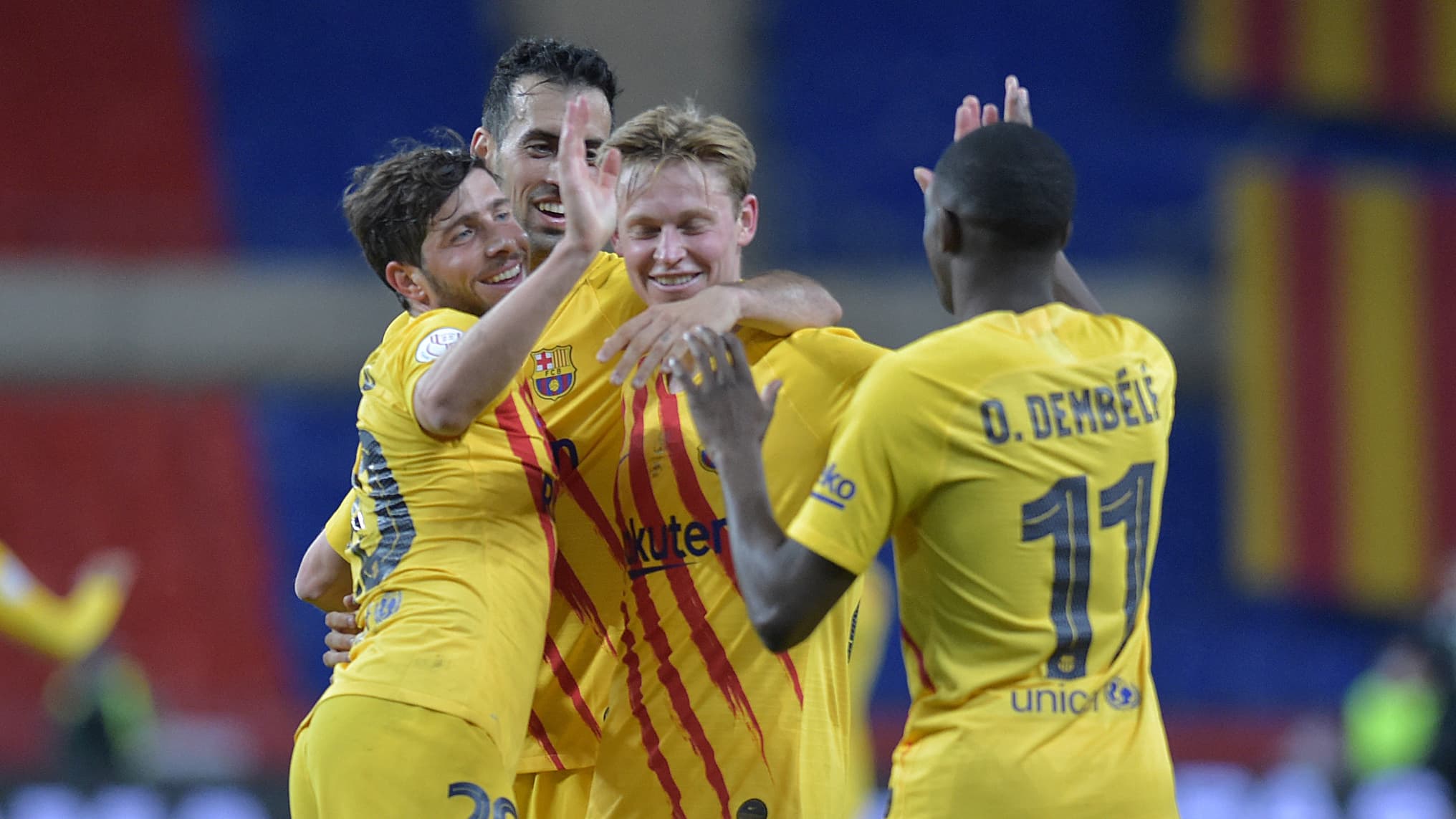 Ousmane Dembele celebre la victoire du Barca contre Bilbao 1009379