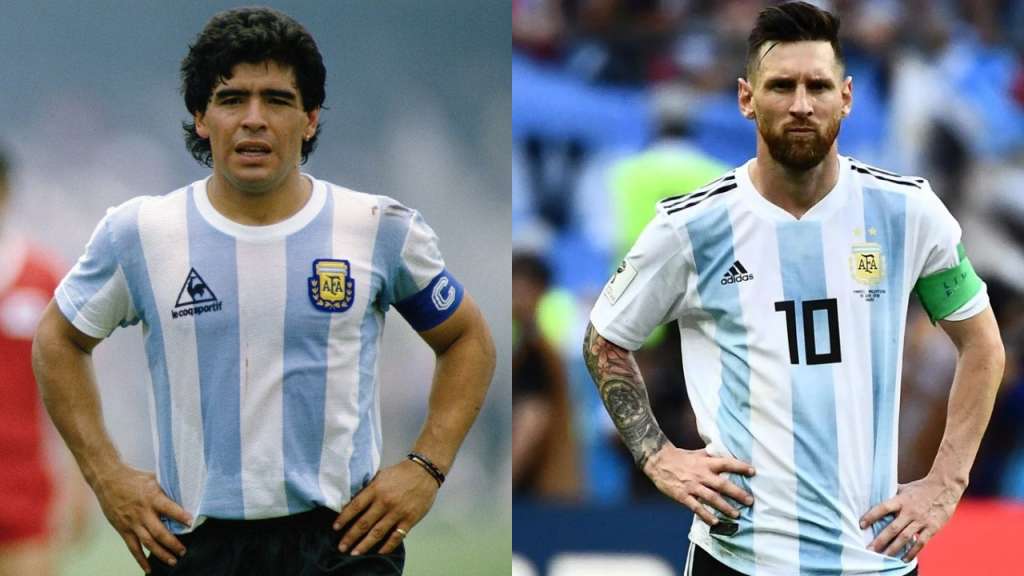 collage de messi y maradona con la seleccion argentina collage efe