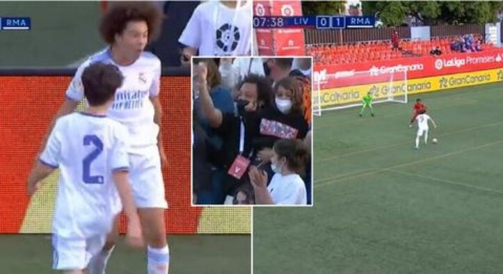 Marcelos son Enzo celebrates like Cristiano Ronaldo after goal for Real Madrid youth team 723x394 1