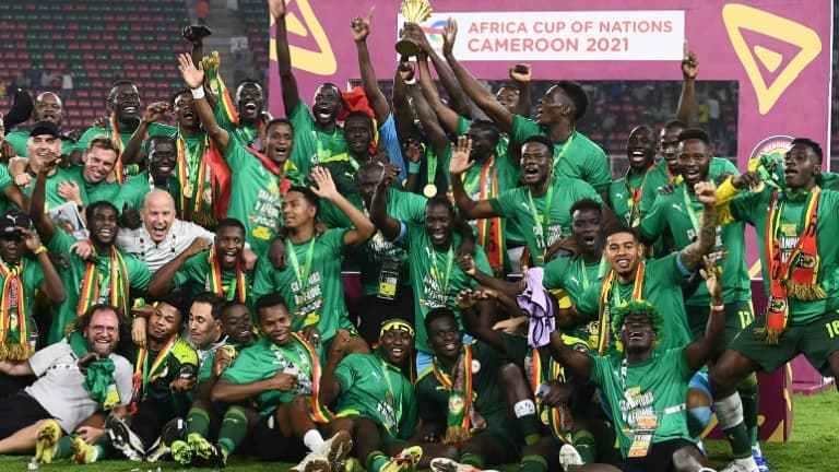 Les Lions de la Teranga du Senegal sacres champions d Afrique devant l Egypte a Yaounde le 6 fevrier 2022 1230520