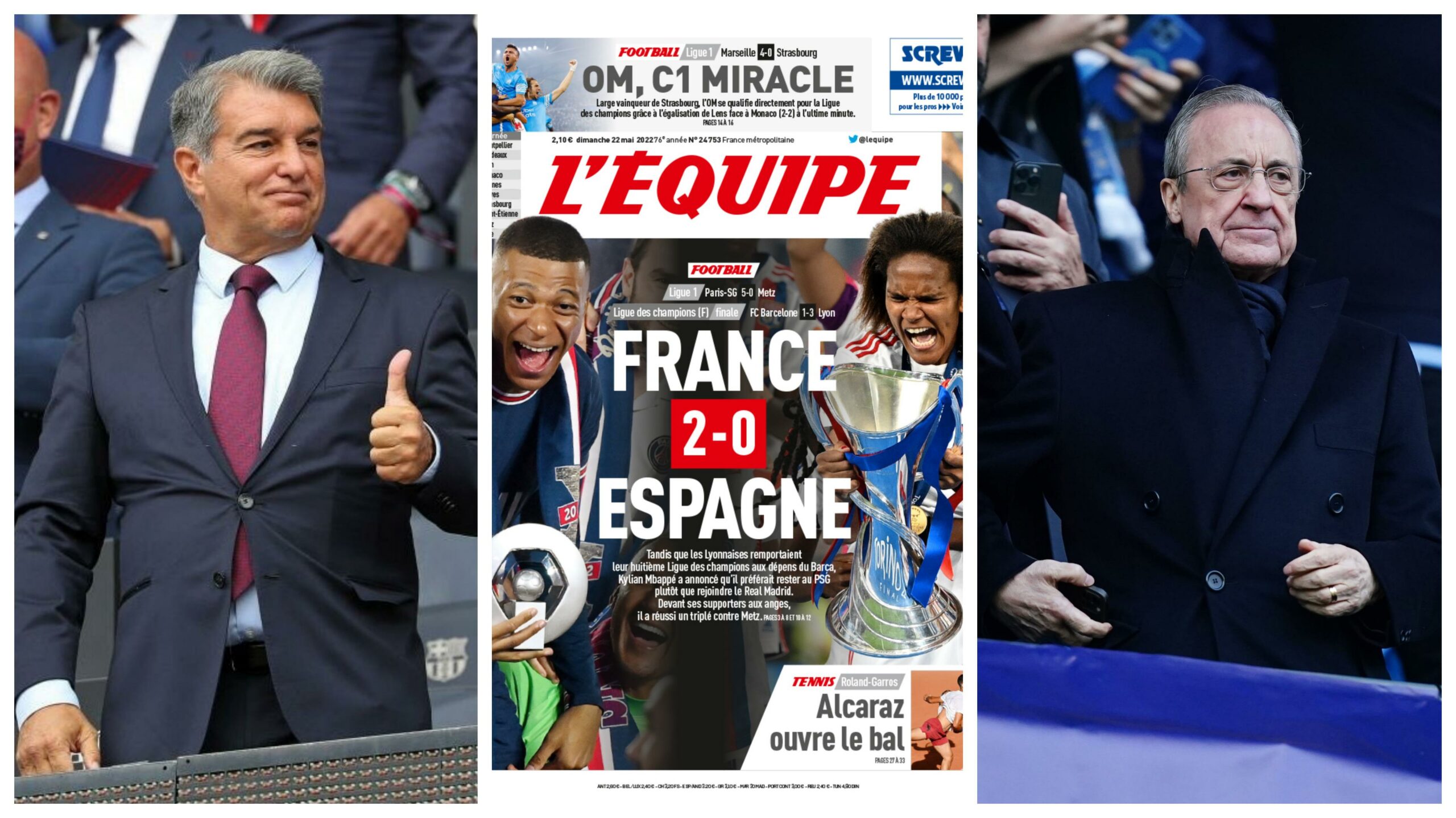 «France 2-0 Espagne », l’Equipe se moque du Real Madrid et du Barça