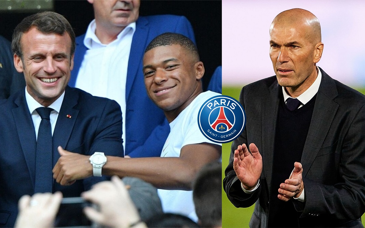 Emmanuel Macron PSG Mbappe Zidane