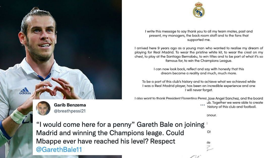 Les fans du Real Madrid rendent hommage à Gareth Bale dans une lettre d’adieu pleine d’émotion