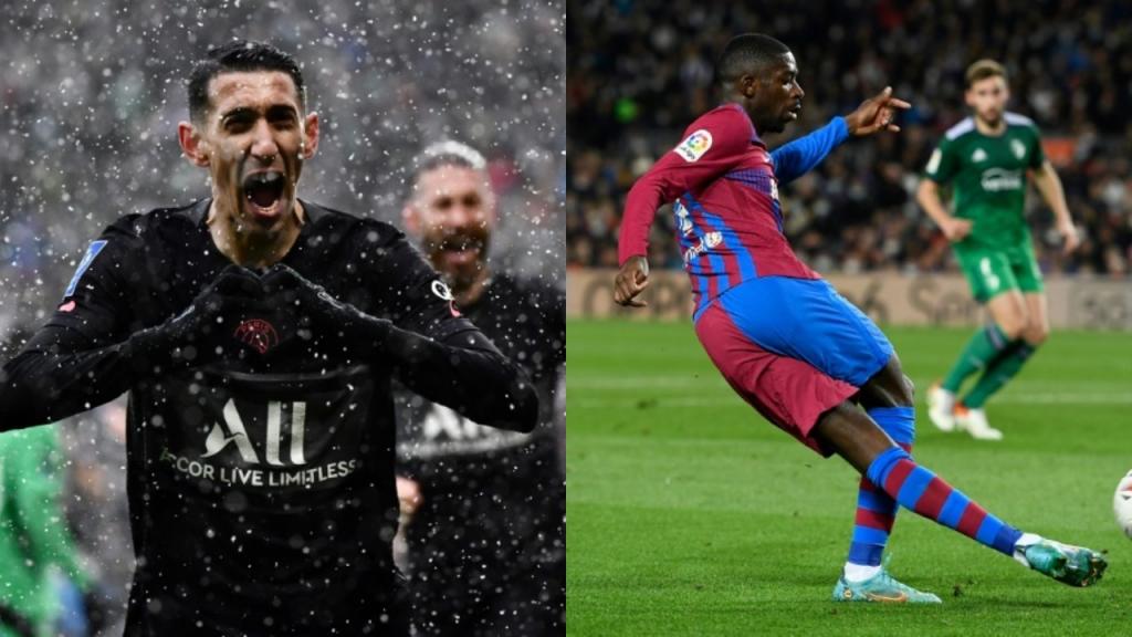 montaje de angel di maria y ousmane dembele afp