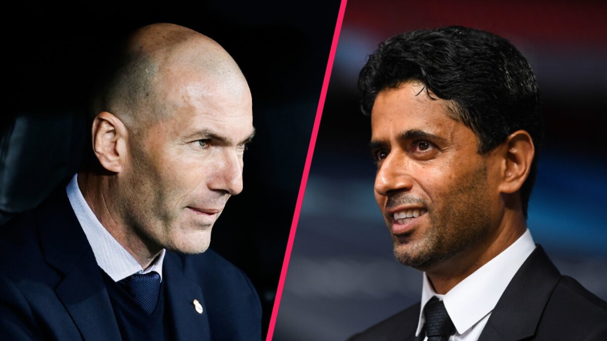 zinedine zidane et nasser al khelaifi bientot ensemble au psg icon sport