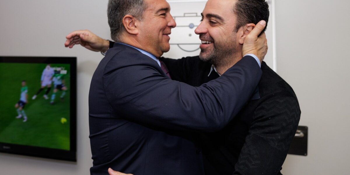 Joan Laporta and Xavi Hernandez