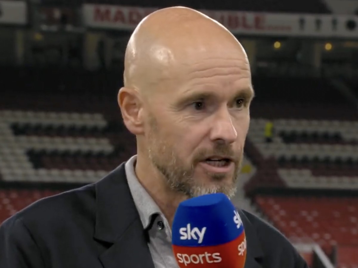 erik ten hag pictured speaking to sky sports after manchester uniteds 2 1 win over liverpool in august 2022