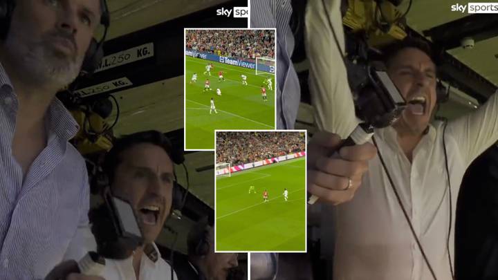 La caméra a filmé les célébrations de Gary Neville pour les buts de Man Utd