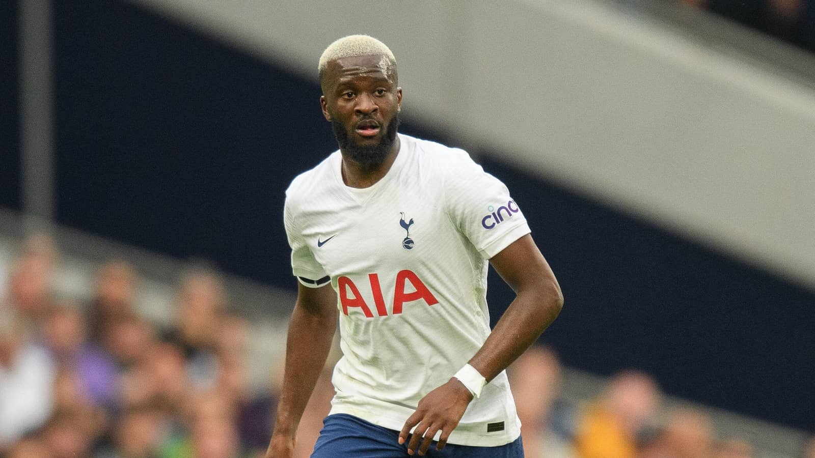 tanguy ndombele on the ball for tottenham during premier league match against rivals chelsea