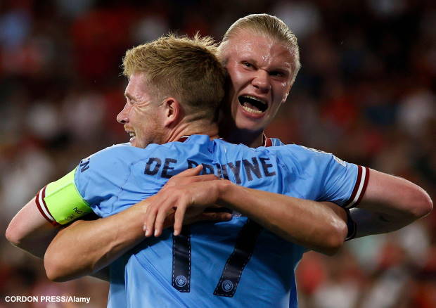 ManCity De Bruyne Haaland 620 alamy