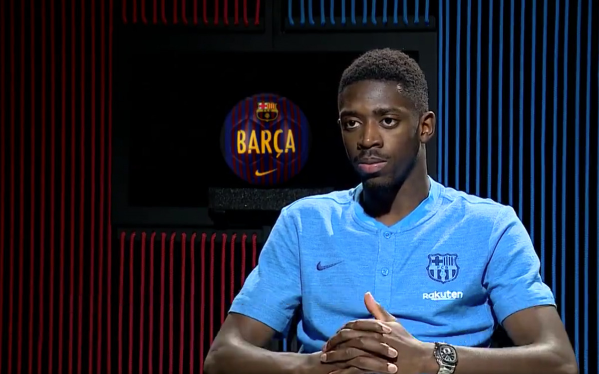 ousmane dembele durante una entrevista concedida a los medios oficiales del barcelona captura barcatv