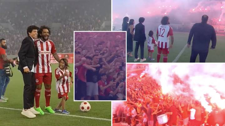 Marcelo a reçu un accueil tonitruant de la part des fans de l’Olympiacos, le stade tremble.