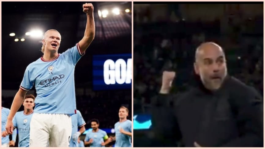 City-Copenhague: La réaction complètement hilarante de Guardiola après le 2e but d’Haaland (VIDEO)