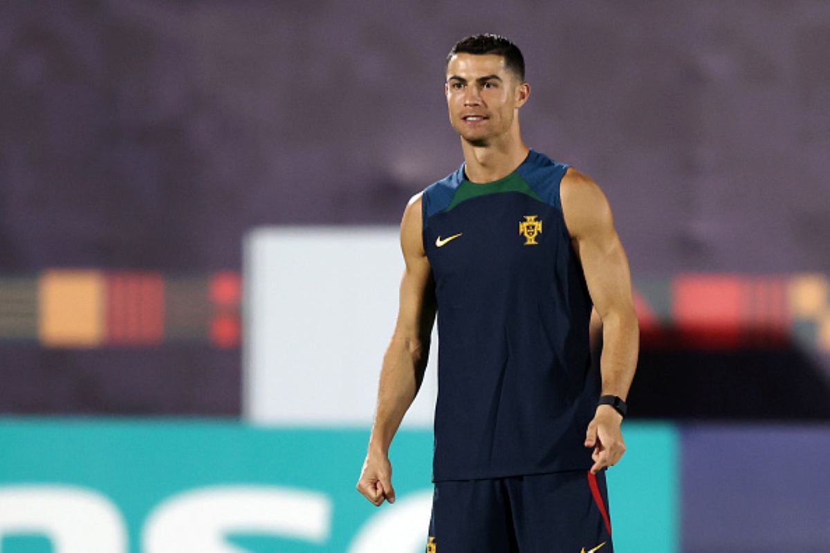 Cristiano Ronaldo pictured in training prepares for Portugal vs Uruguay