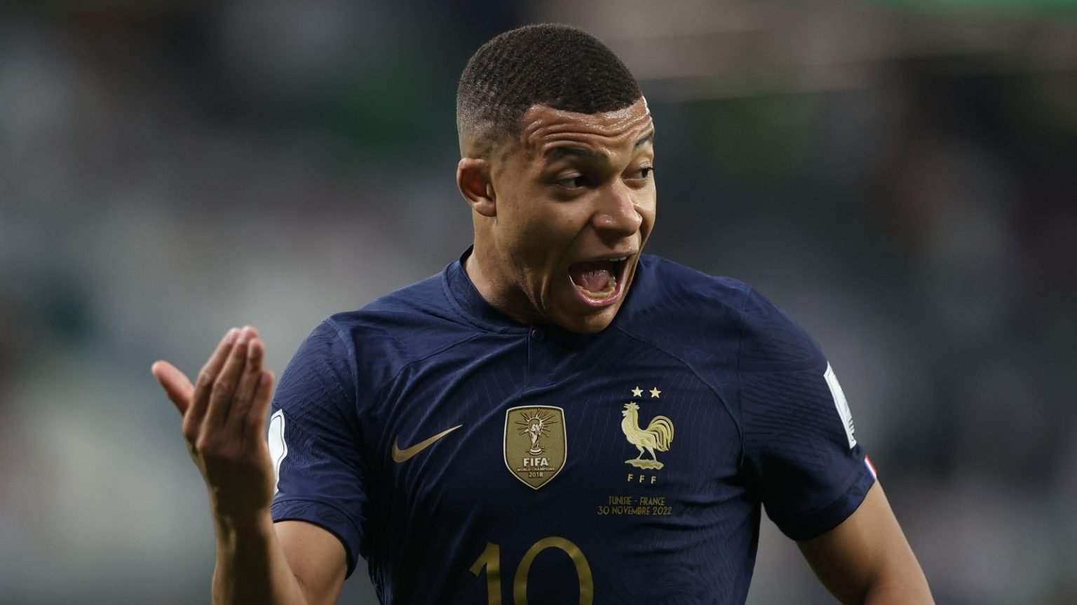 France forward Kylian Mbappe shouts for the ball 1536x863 1