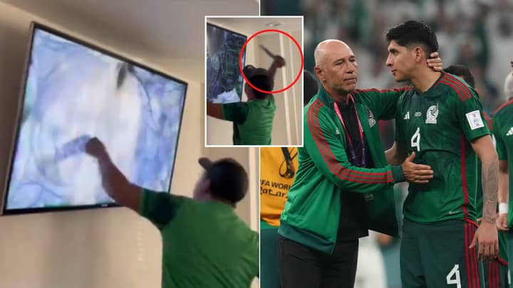 Un supporter mexicain devient fou furieux après l’élimination de la Coupe du monde, brise la télévision et sort un couteau