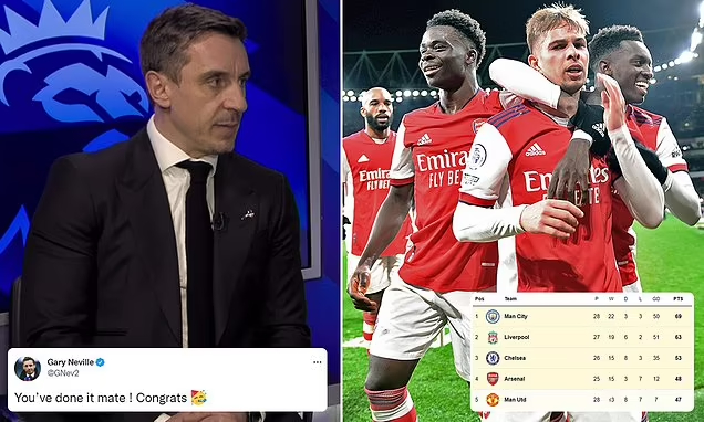 Les champions 2022/2023 : Gary Neville revendique avant le match Arsenal – Newcastle