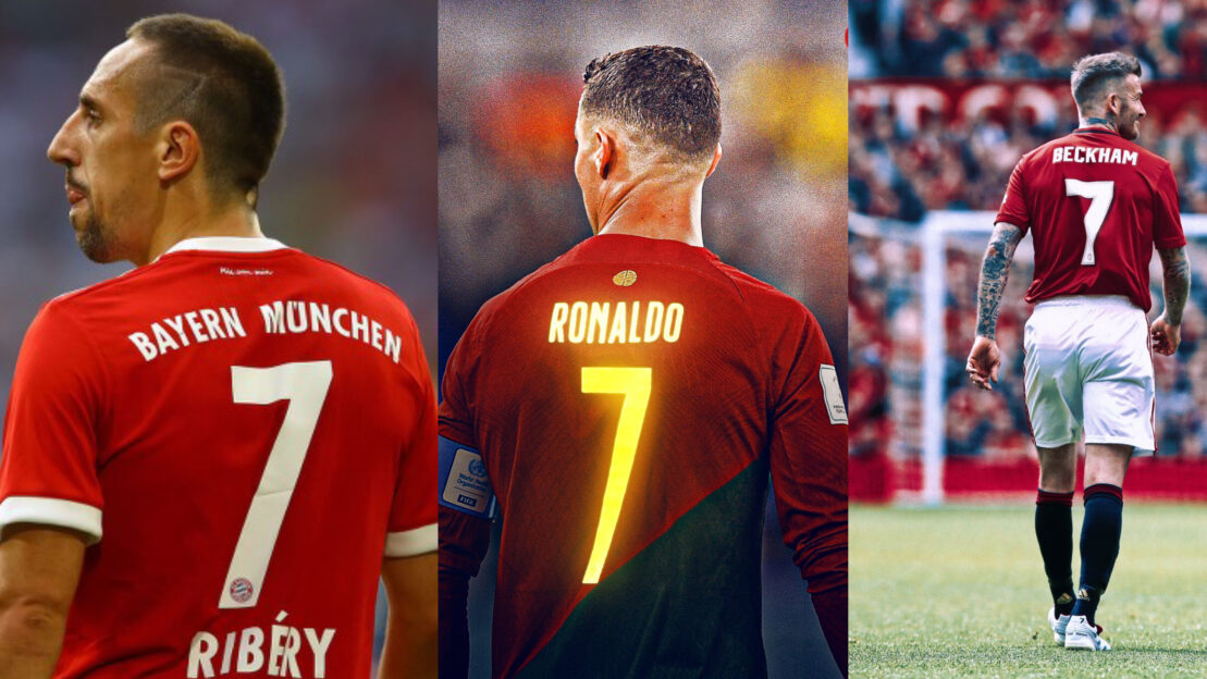 Ribéry 9, Beckham 7, Schweinsteiger 4… Top 10 No. 7 of all time