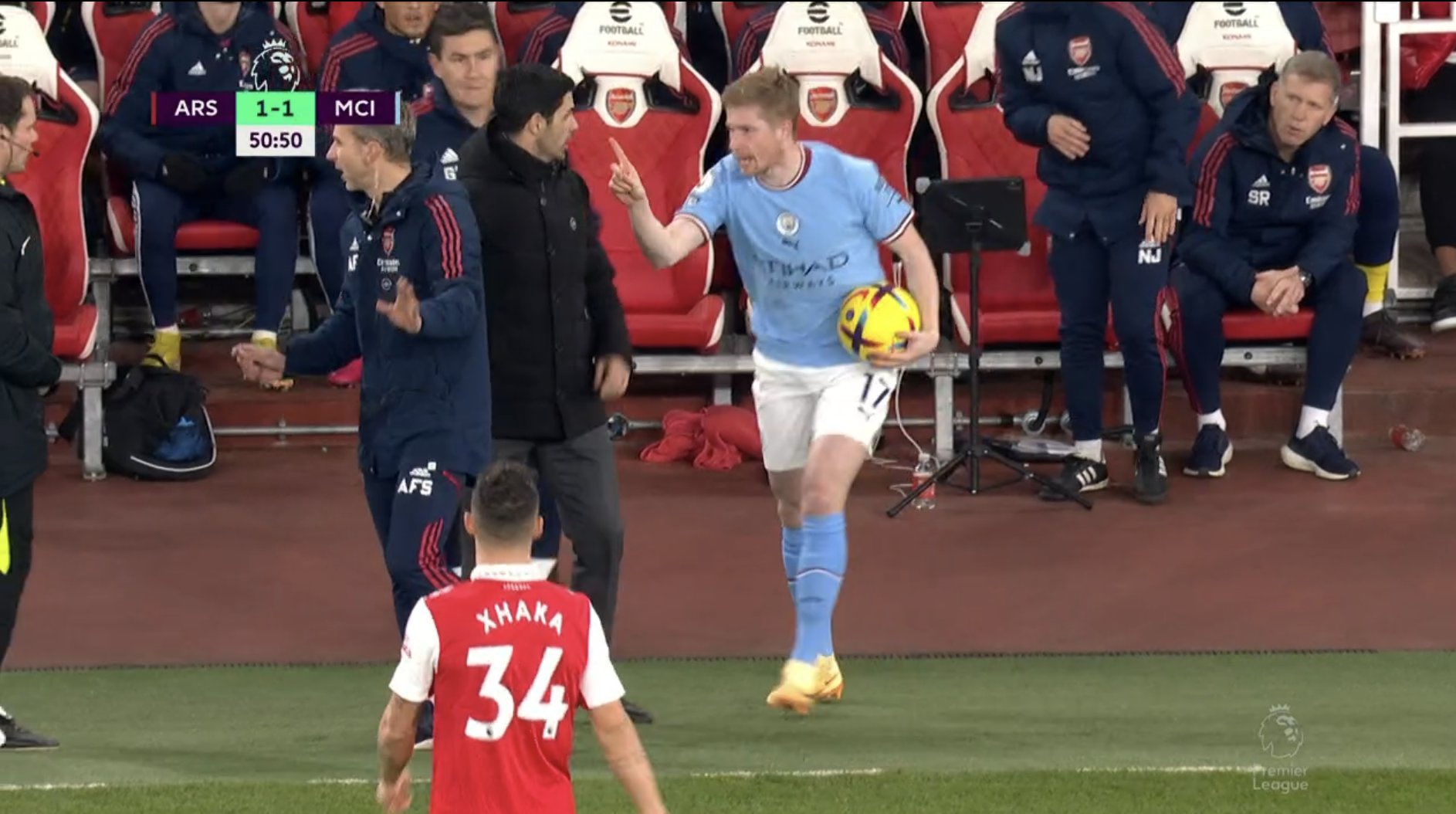 Kevin De Bruyne bouscule et menace Arteta, l’action qui a surpris tout le monde (vidéo)