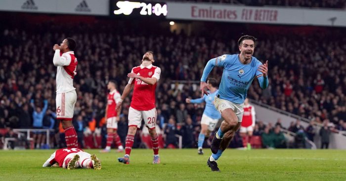 Manchester City forward Jack Grealish celebrates scoring against Arsenal 700x367 1