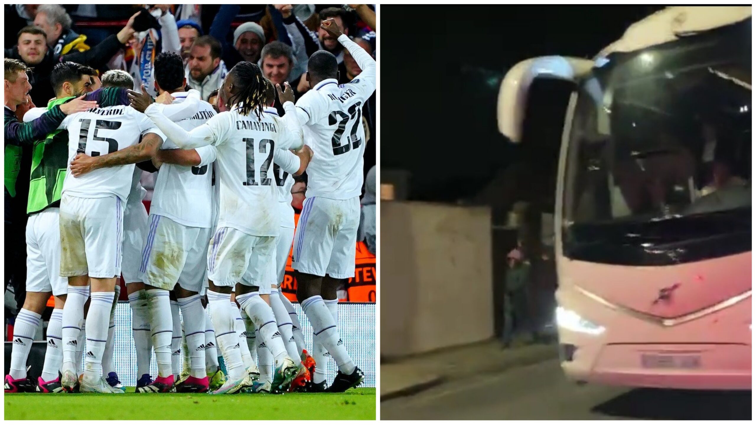 Le bus du Real Madrid attaqué après la victoire à Liverpool (Vidéo)