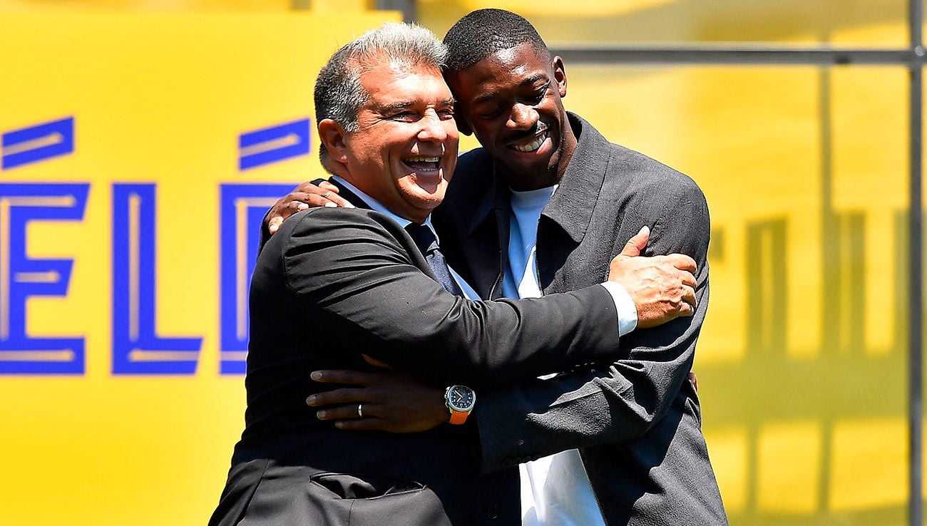 joan laporta y ousmane dembele