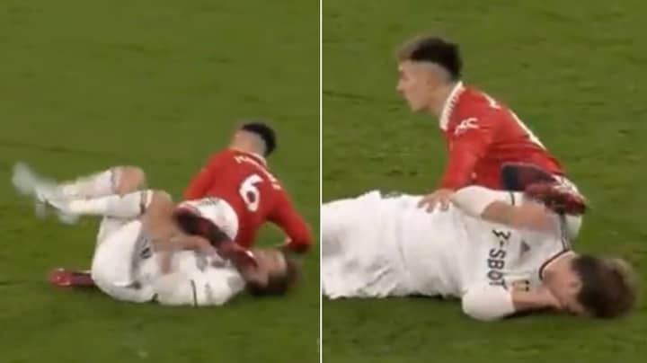 Les fans pensent que Lisandro Martinez aurait dû être expulsé pour un tacle dangereux sur Patrick Bamford.