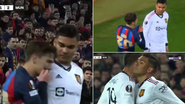 Les fans adorent le fait que Casemiro possède Gavi dans un choc époustouflant entre Barca et Man Utd