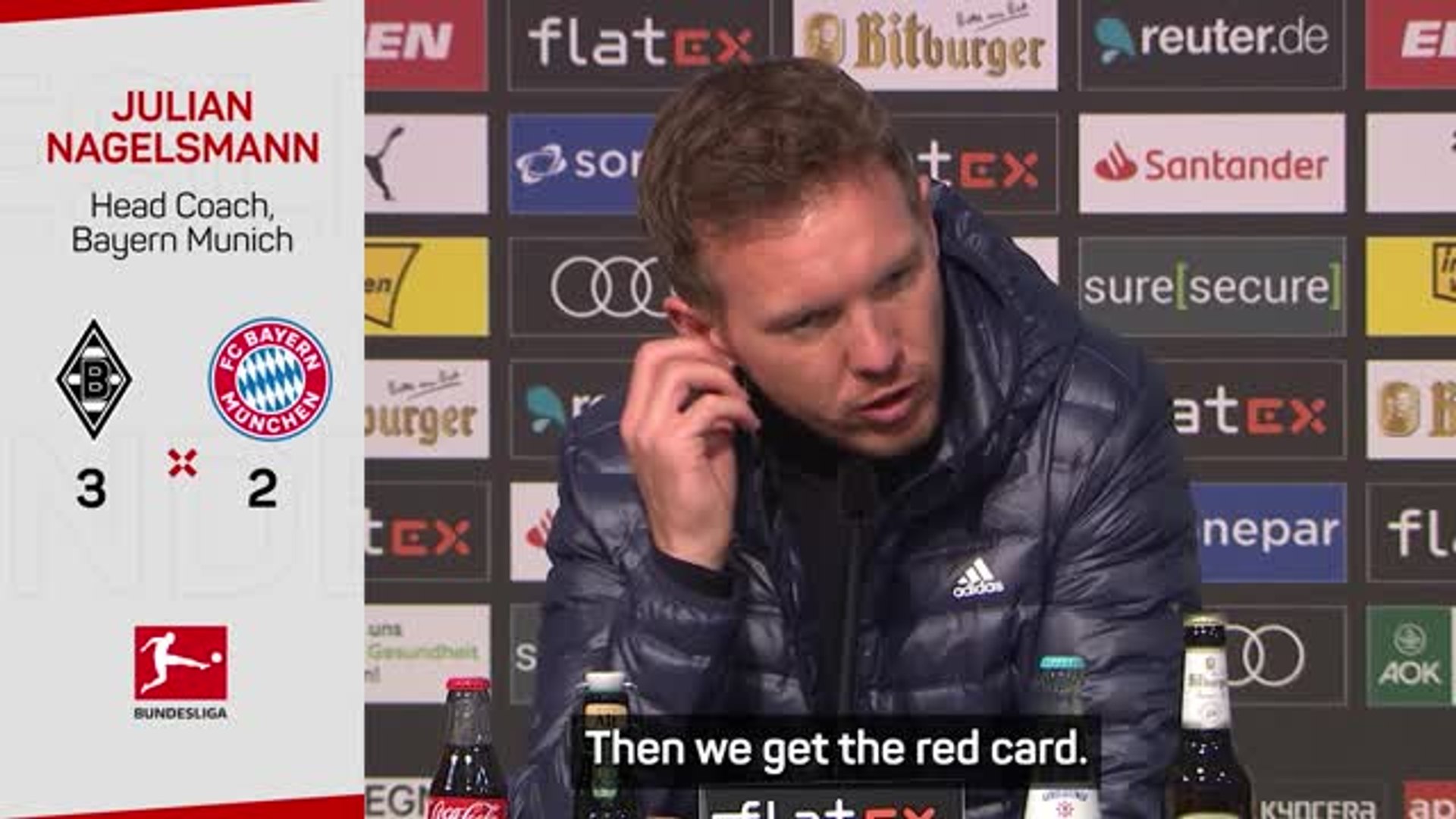 Julian Nagelsmann très critiqué pour son comportement après la défaite du Bayern à M’gladbach