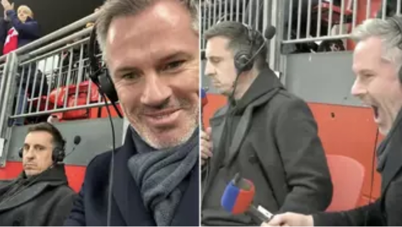 Les réactions contrastées et hilarantes de Gary Neville et Jamie Carragher face aux buts de Liverpool contre Man United