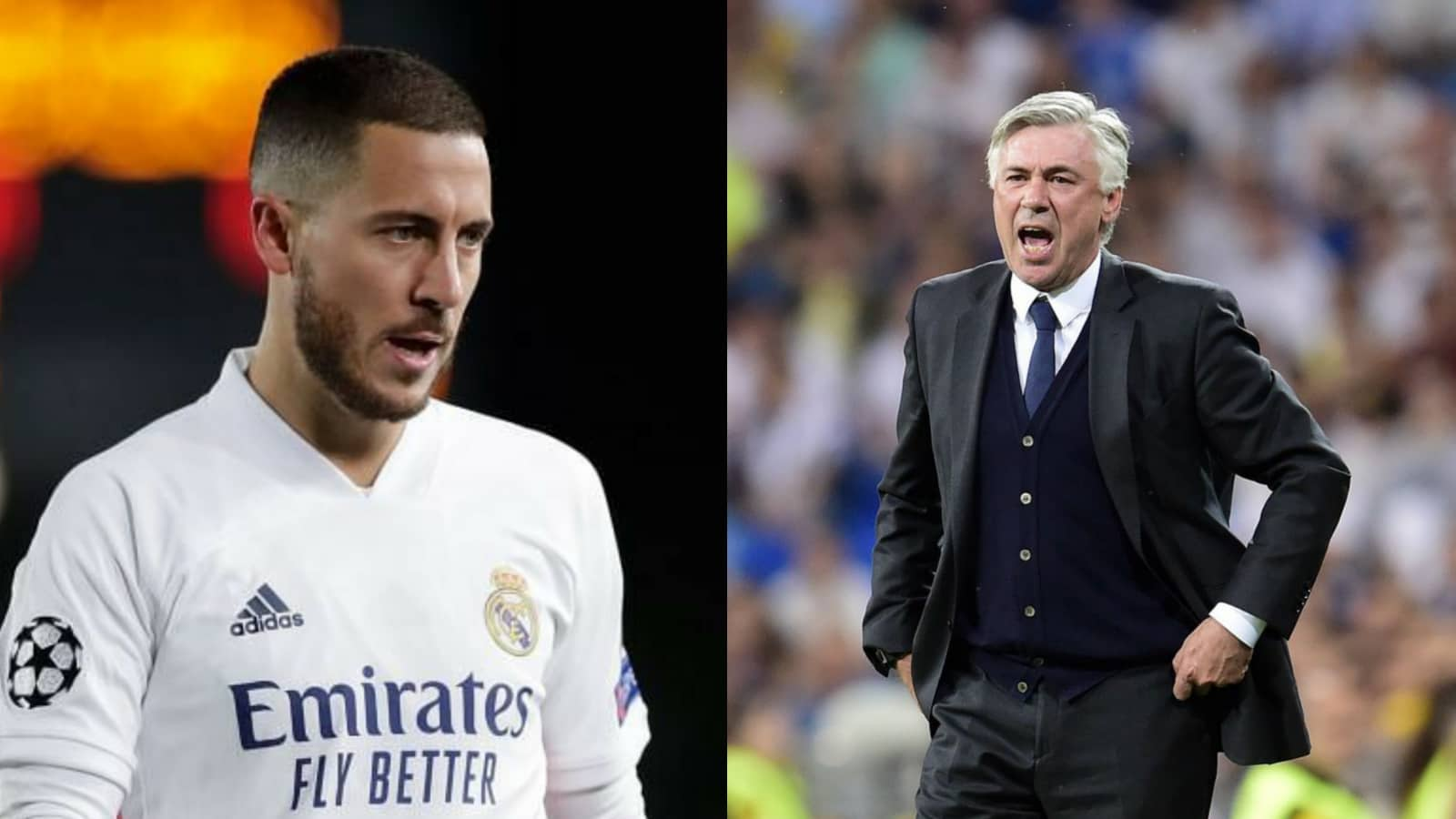 Eden Hazard and Carlo Ancelotti