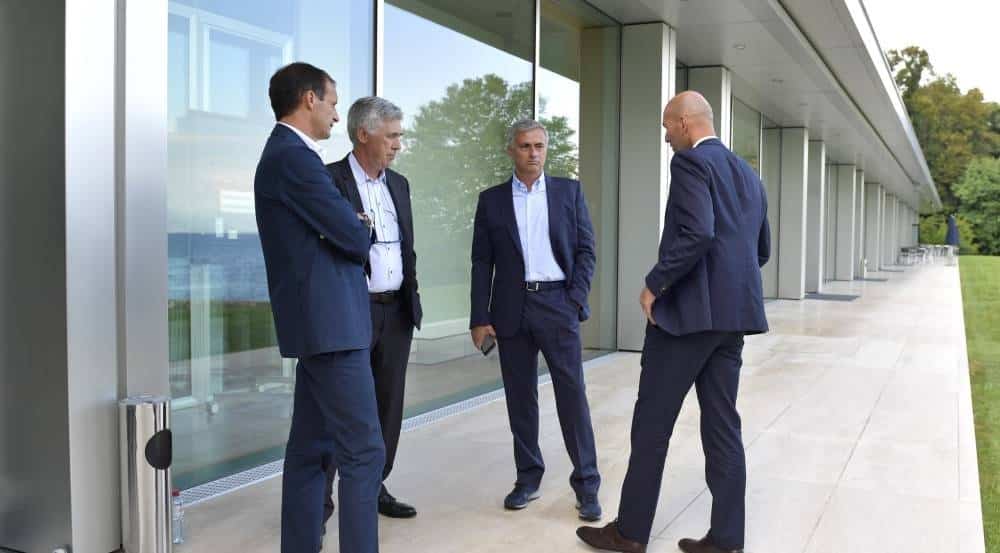 allegri mourinho ancelotti y zidane durante unas jornadas de la uefa afp