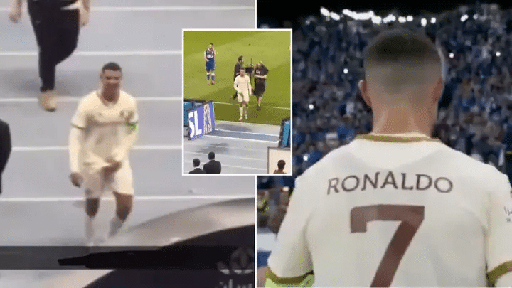 Cristiano Ronaldo semble faire un geste obscène à l’égard de ses fans après qu’ils l’aient ridiculisé en chantant « Messi, Messi ».