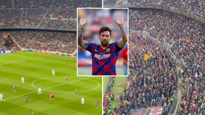 Les fans de Barcelone chantent pour Lionel Messi à la 10e minute du Clasico, c’était si fort…
