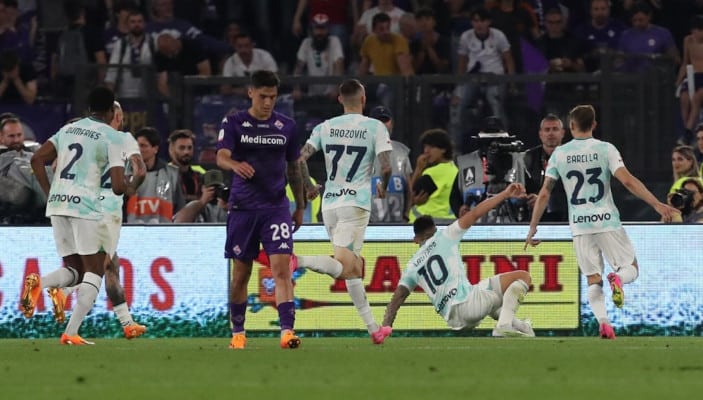 Lautaro Martinez celebrate Inter Fiorentina Coppa
