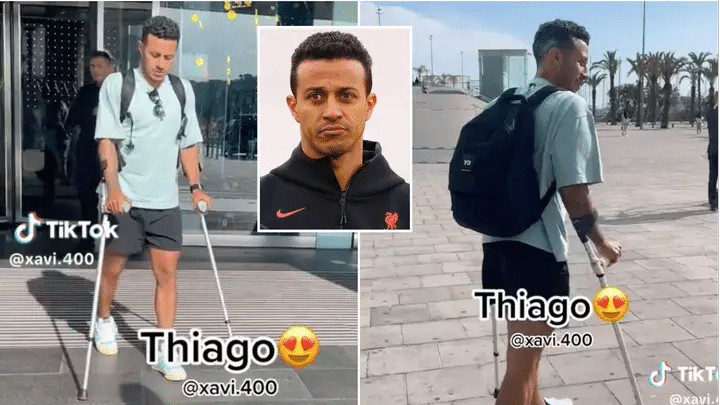 Thiago Alcantara se déplace en béquilles avant le match contre Leicester