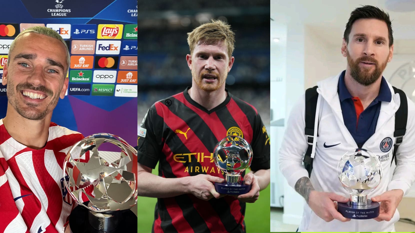 De Bruyne 4é, Griezmann 2é… les 5 joueurs ayant remporté le plus de trophées d'homme du match cette saison
