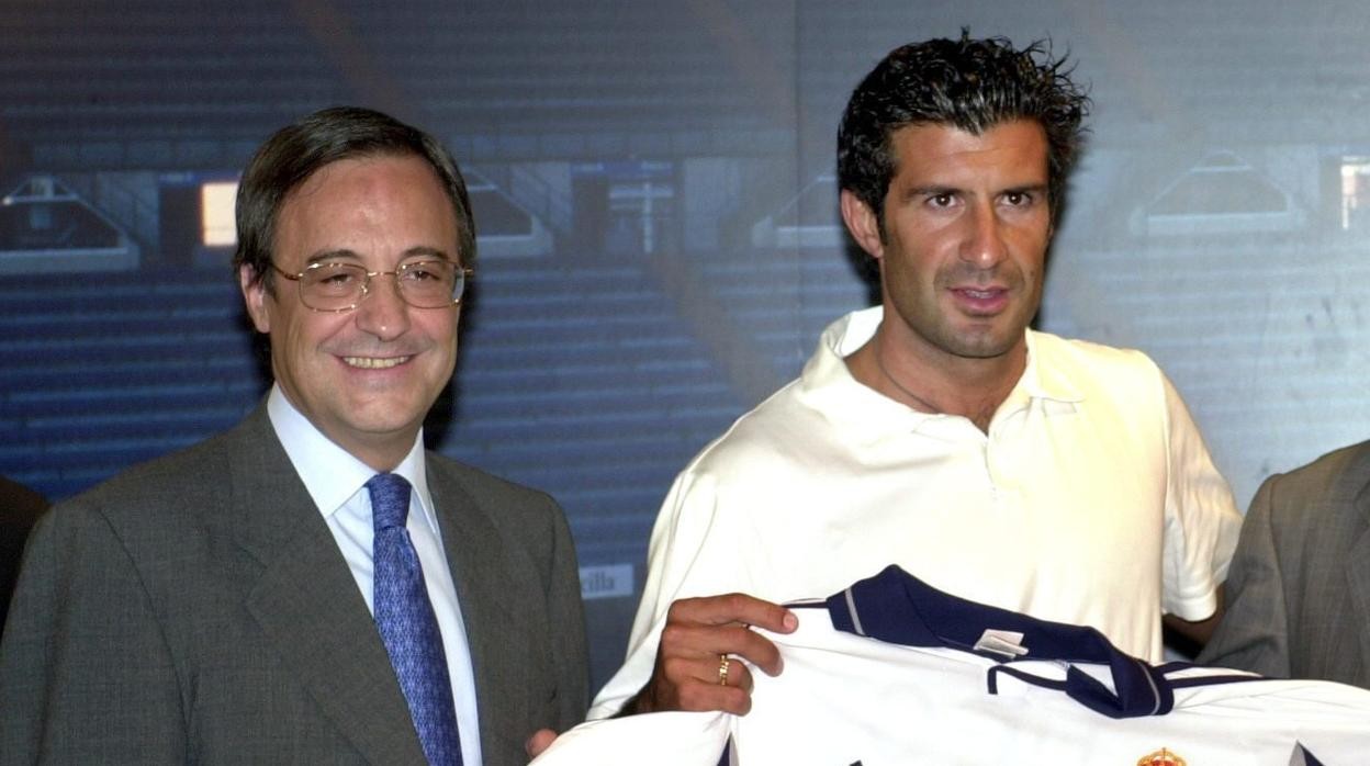 Florentino Perez et luis Figo en 2000